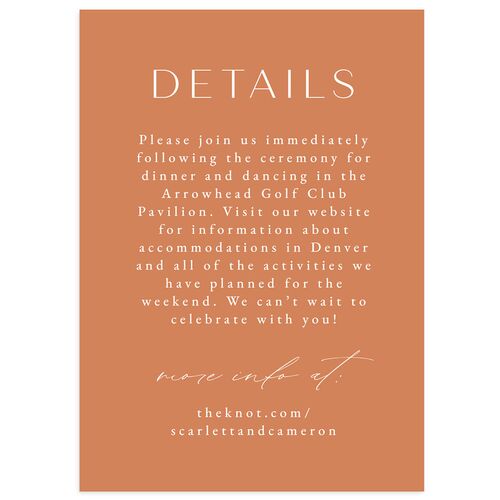 Scenic Denver Colorado Wedding Event Detail Cards Peach Pink Signature Standard