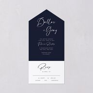 Simply Striking All-in-One Wedding Invitations Navy Signature Light Both Recipient and Return Addresses No