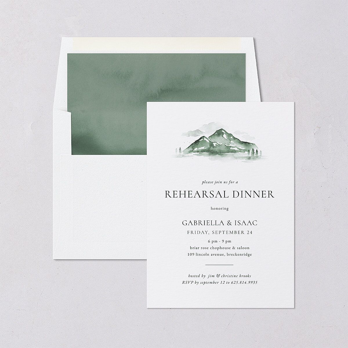 Watercolor Mountains Rehearsal Dinner Invitations Thyme Signature Blank Standard