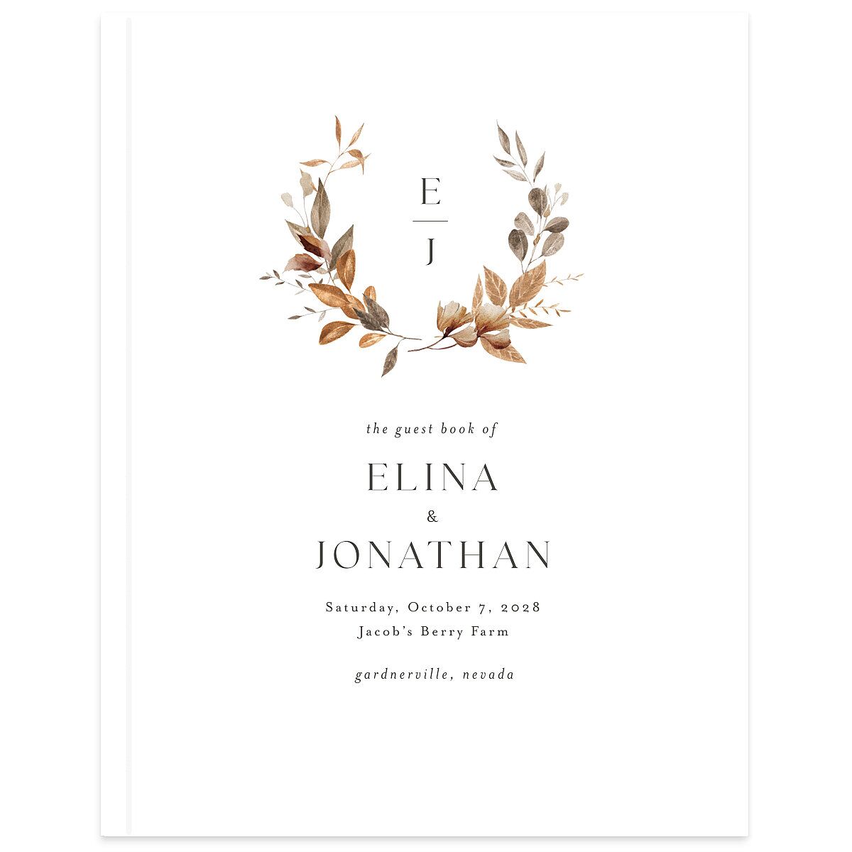 Leafy Rustic Monogram Guest Books