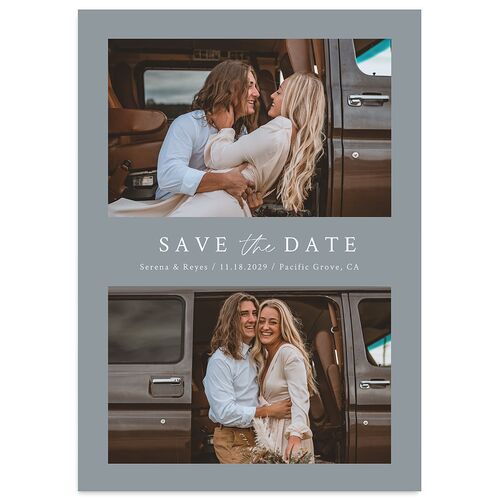 Captured Love Save the Date Cards Dusty Blue Signature smooth Blank No Standard