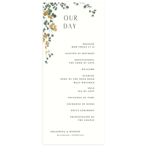 Cascading Florals Wedding Programs Gold Thyme Signature