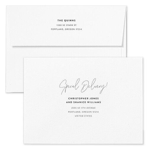 Handwritten New Year Holiday Card Envelopes Blue Midnight Both Recipient and Return Addresses Standard Signature
