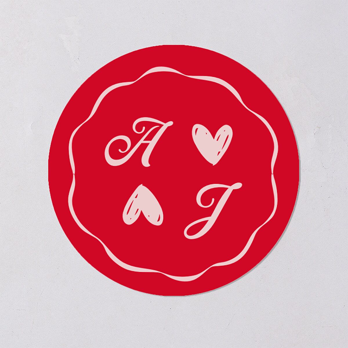 Hand Drawn Las Vegas Hearts Wedding Stickers Crimson Circle