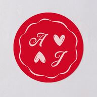 Hand Drawn Las Vegas Hearts Wedding Stickers Crimson Circle
