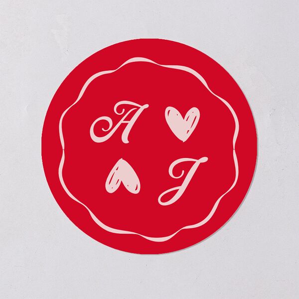 Hand Drawn Las Vegas Hearts Wedding Stickers Crimson Circle