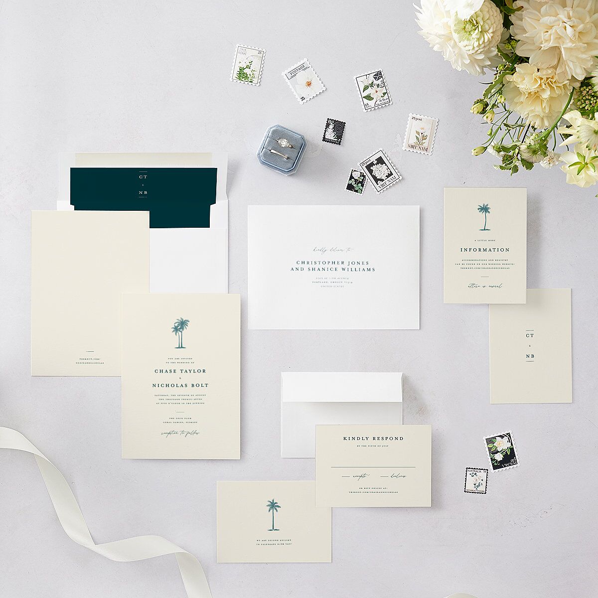 Palm Tree Icon Wedding Invitations Tide Pool Signature Blank No Standard