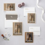 Nostalgic Save the Date Cards Tan Signature smooth Blank No Standard