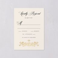 Rose Garden Crest Wedding Response Cards by Bridgerton Gold Taupe Signature Standard