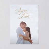 Rose Garden Crest Save the Date Cards by Bridgerton Gold Pure White Signature smooth Blank No Standard