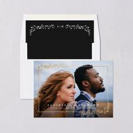 Delicate Frame Save the Date Cards Gold Pure White Signature smooth Blank No