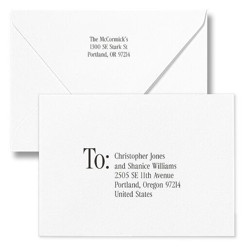 Timeless Happy Holiday Photo Holiday Card Euro Envelopes White Pure White Both Recipient and Return Addresses Luxe Signature