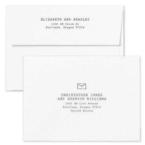 DIY Crafty Photo Wedding Invitation Envelopes Licorice Blue Return Address Standard Signature