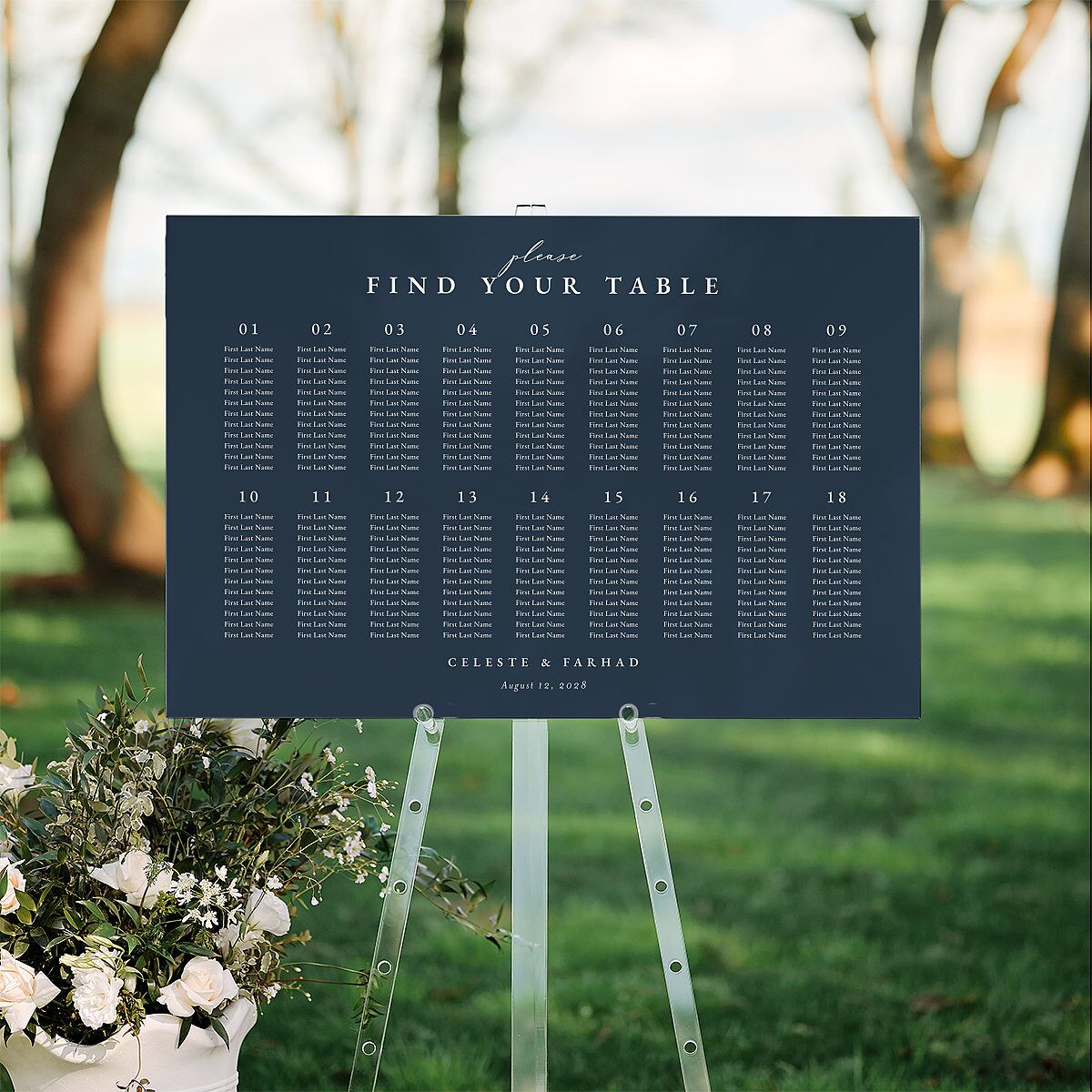 Illuminated Trees Standard Seating Chart Large Moody Blue Standard Indoor Foam Core L Seating
