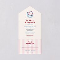 Retro Wedding Cake All-in-One Wedding Invitations Crimson Signature Light Both Recipient and Return Addresses No
