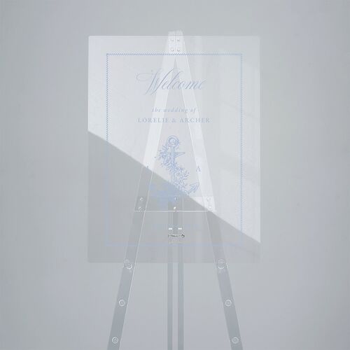 Coastal Oysters and Anchors Acrylic Welcome Sign Medium Sea Blue Standard Acrylic M Welcome