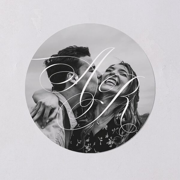 Grand Calligraphy Wedding Stickers Medieval Grey Circle