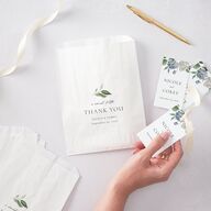 Timeless Bouquet Favor Gift Tags Dusty Blue Signature