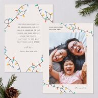Whimsical Drawn Holiday Lights Holiday Cards Sapphire Signature Blank Standard