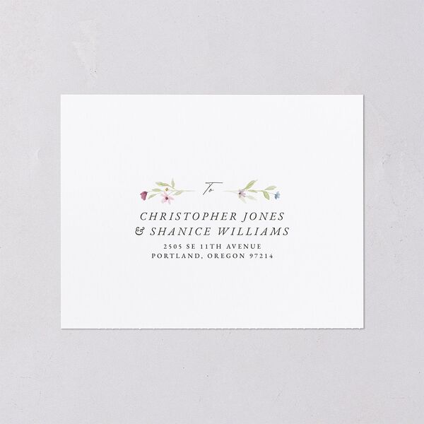 Classic Wildflower Frame All-in-One Wedding Invitations Amethyst Signature Light Both Recipient and Return Addresses No