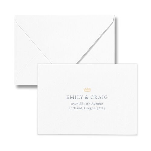 Vintage Regency Monogram Frame Response Card Euro Envelopes Dusty Blue White Return Address Luxe