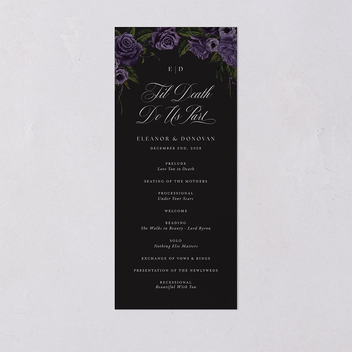 Dark Gothic Roses Wedding Programs Regency Signature