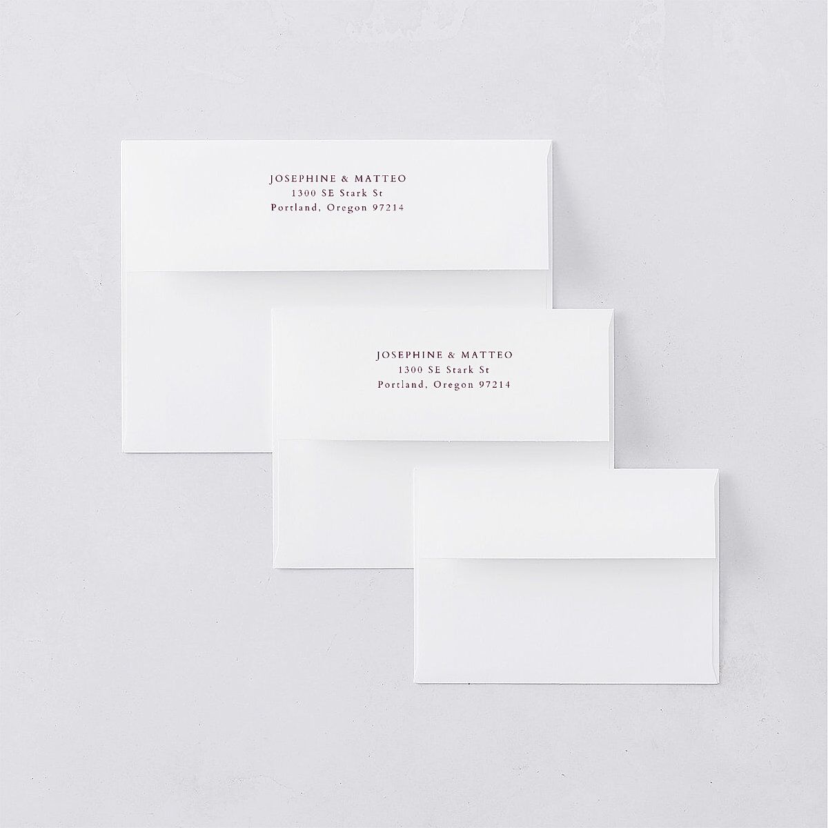 Double Frame Rehearsal Dinner Invitation Envelopes White Bordeaux Both Recipient and Return Addresses Signature Standard