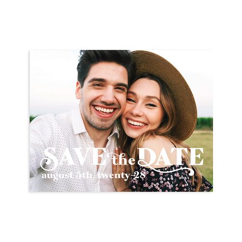 Retro Bloom Save the Date Petite Cards Scottish Green Signature smooth Blank No Standard
