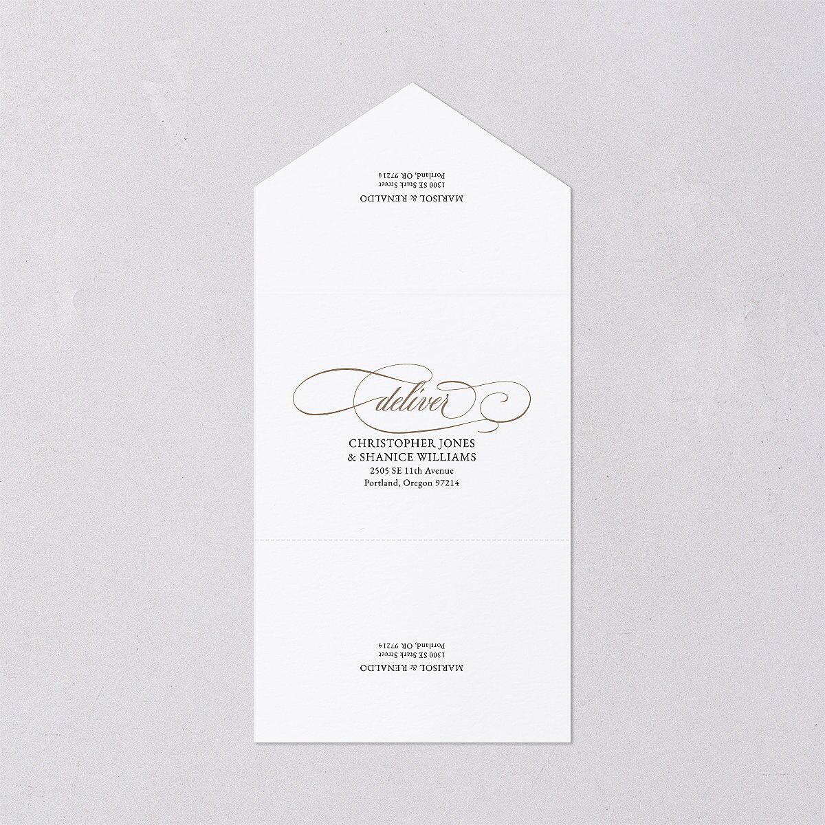 Polished Photo Foil All-in-One Wedding Invitations Emerald Signature Light Both Recipient and Return Addresses No