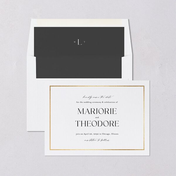 Joyful Union Foil Save The Date Cards Gold Pure White Signature smooth Blank No Standard