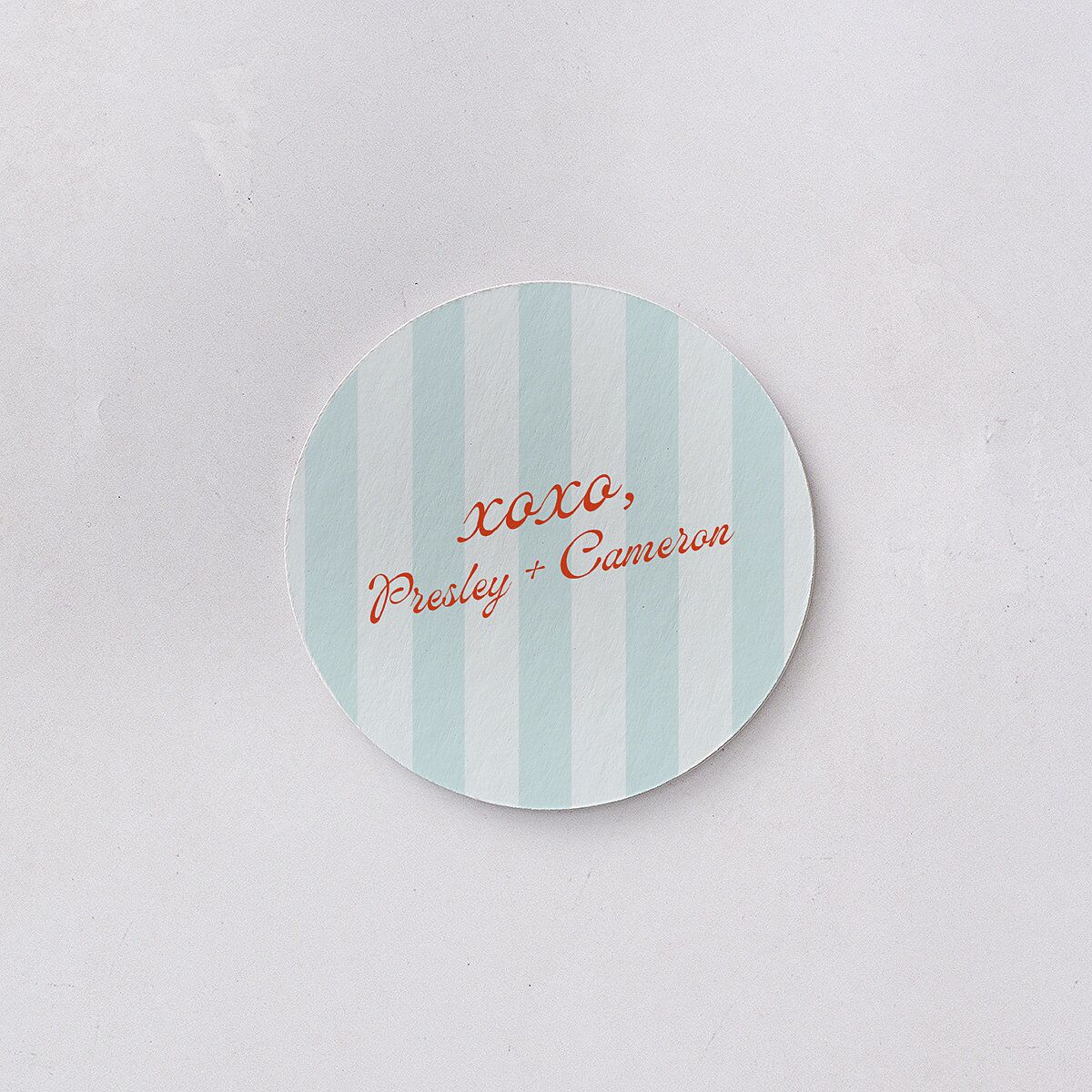 Cabana Stripes Wedding Day Coasters Pastel Blue Cardboard Circle