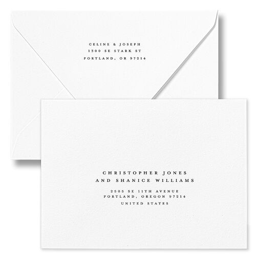 Classically Captured Photo Landscape Save The Date Card Euro Envelopes Midnight White Both Recipient and Return Addresses Luxe Signature