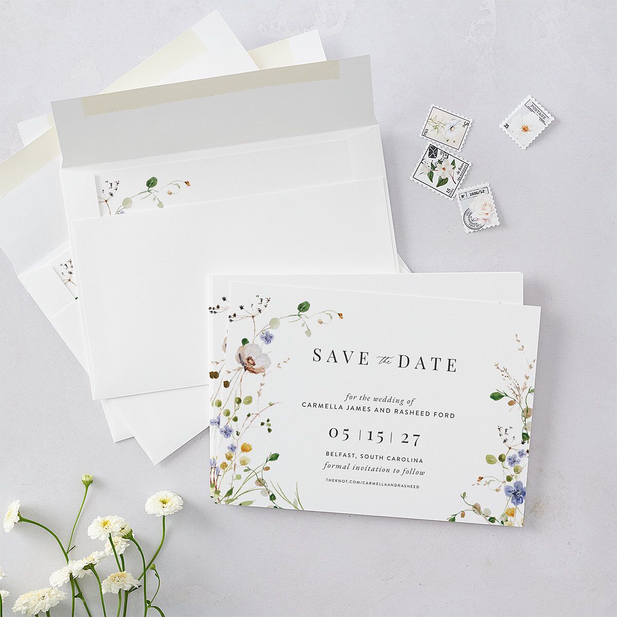 Delicate Wildflower Save The Date Cards — view 5