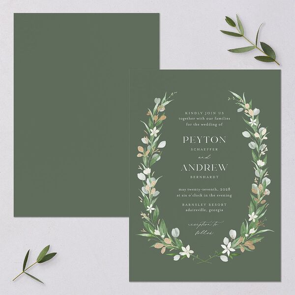 Greenery Laurel Foil Wedding Invitations Thyme Gold Signature Blank No Standard