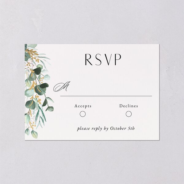 Timeless Hoop Wedding Response Cards Gold Pure White Signature Standard