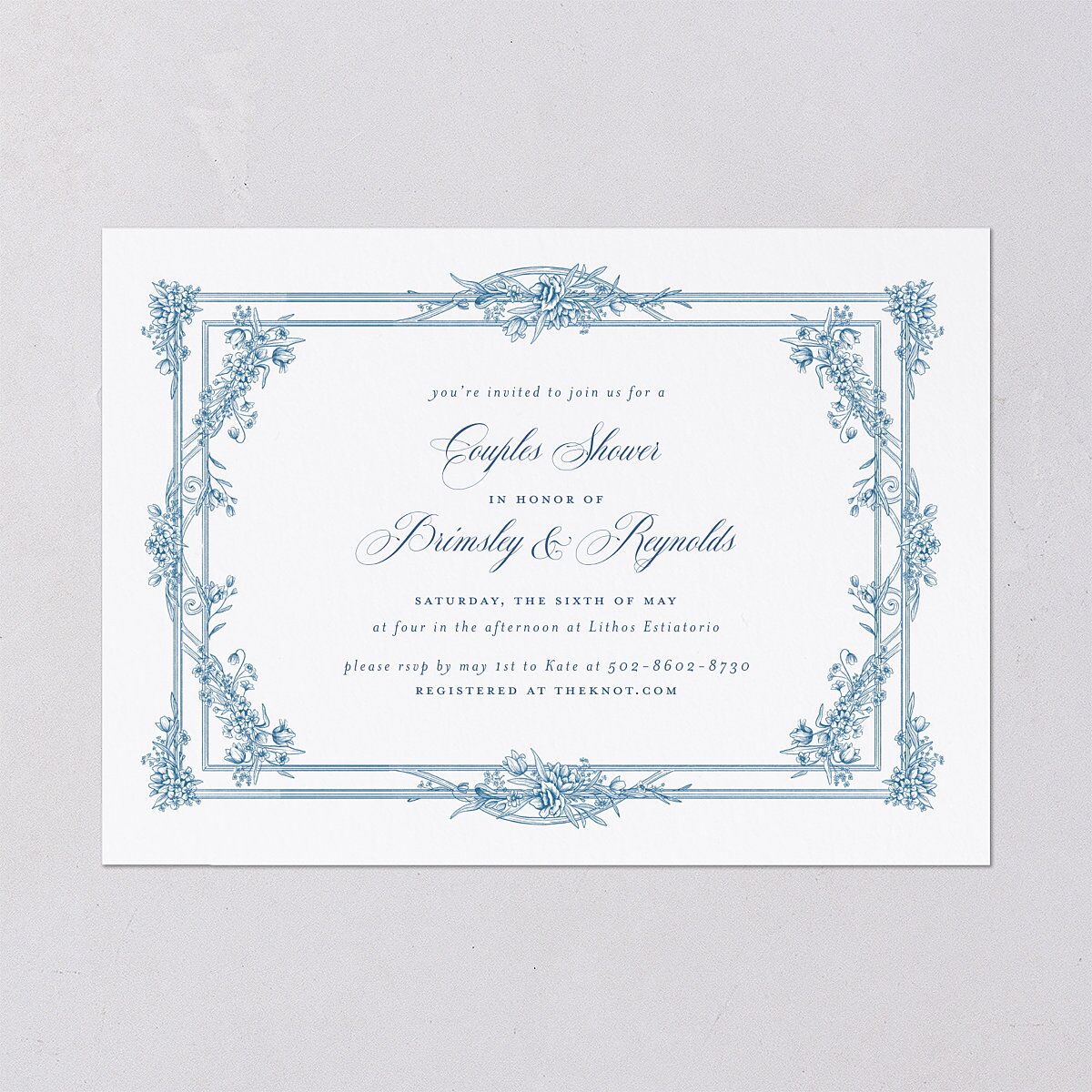 Elegant Antique Toile Frame Bridal Shower Invitations by Bridgerton Cruise Signature Blank Standard
