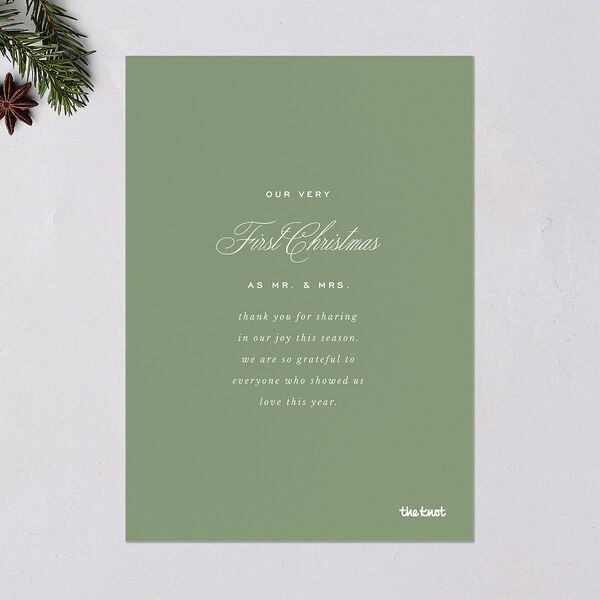 Classic Joyful Greeting Holiday Cards Hunter Green Signature Blank Standard