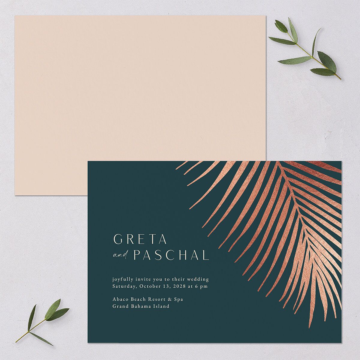 Lavish Palm Wedding Invitations — view 1