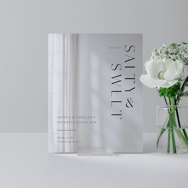 Timeless Elegance Mirrored Acrylic Favor Tabletop Sign X-Small Midnight Mirrored Acrylic XS Tabletop Favor Standard