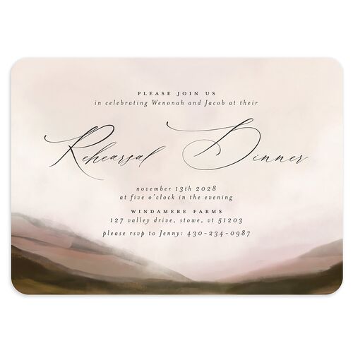 Western Valley Rehearsal Dinner Invitations Peony Signature Blank Rounded