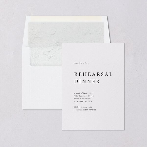 Natural Palette Rehearsal Dinner Invites Pure White Signature Blank Standard