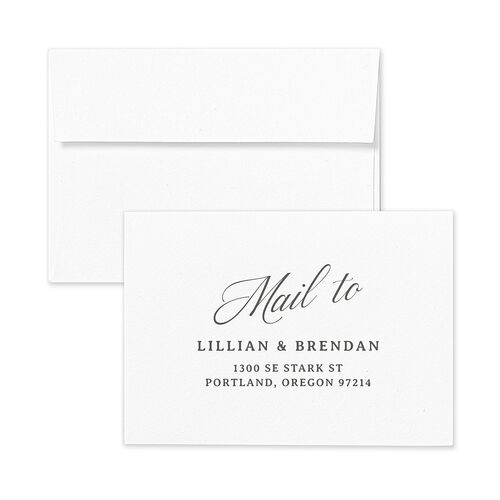 Technicolor Calligraphy Photo Response Card Envelopes White Pure White Return Address Signature Standard