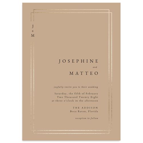 Double Frame Wedding Invitations Gold Fawn Signature Blank No Standard