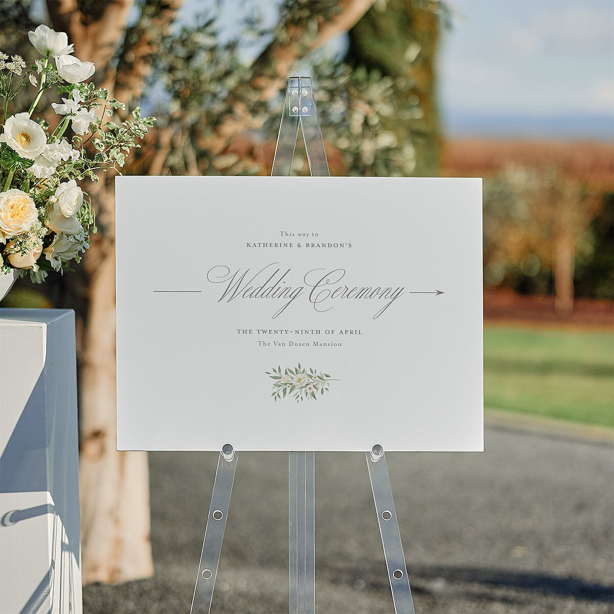 Luxury Floral Monogram Standard Direction Sign Medium Cotton Standard Indoor Foam Core M Direction