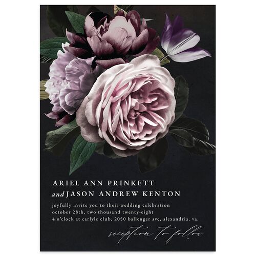 Modern Rose Wedding Invitations Plum Signature Blank No Standard