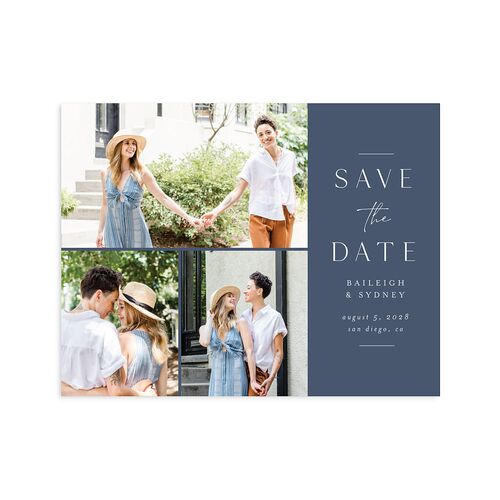 Side Panel Save the Date Petite Cards Midnight Navy Signature smooth Blank No Standard