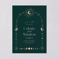 Celestial Galaxy Wedding Invitations Dark Emerald Signature Blank No Standard