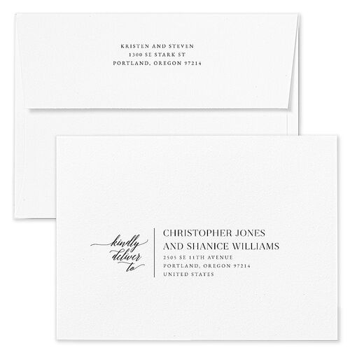 Painted Minimal Save The Date Card Envelopes White Midnight Both Recipient and Return Addresses Signature Standard