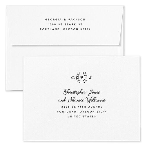 Western I Do BBQ Wedding Invitation Envelopes Blue Taupe Return Address Standard Signature