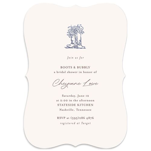 Western Wild Horses Bridal Shower Invitations Royal Blue Signature Blank Bracket
